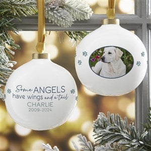 Personalized Photo Ball Ornament - Some Angels Have Wings And A Tail