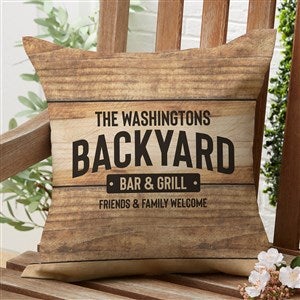 Backyard BBQ Personalized Outdoor Throw Pillow - 16?x 16?