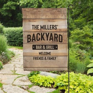 Backyard Bar & Grill Personalized Garden Flag
