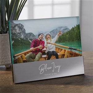 Personalized Logo Glass Block Silver Base Picture Frame - 38605