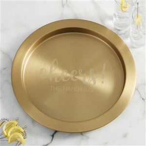 Cheers! Personalized Round Gold Serving Tray