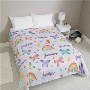 Watercolor Brights Personalized Comforter - Queen 88x88