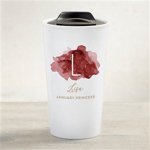 Birthstone Color Personalized 12 oz. Double-Wall Ceramic Travel Mug
