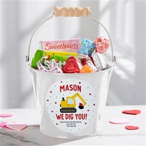 I Dig You Personalized Valentine's Day Mini Treat Bucket- White