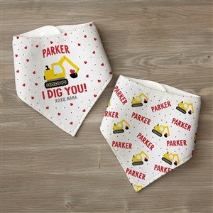 I Dig You Personalized Valentine's Day Bandana Bibs- Set of 2