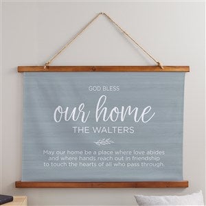 God Bless Our Home Personalized Wood Topped Tapestry - 36x26