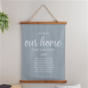 God Bless Our Home Personalized Wood Topped Tapestry - 26x36