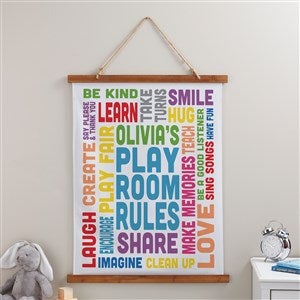 Playroom Rules Personalized Wood Topped Tapestry - 26x36