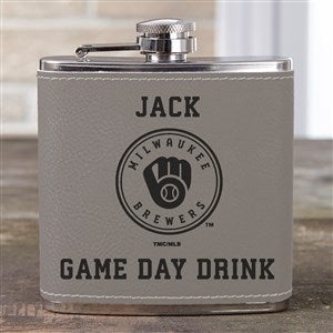 MLB Milwaukee Brewers Leatherette Personalized Flask