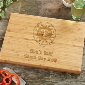 MLB Texas Rangers Personalized Bamboo Cutting Board- 14x18