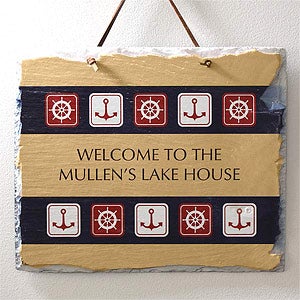 Nautical Welcome Personalized Slate Plaque