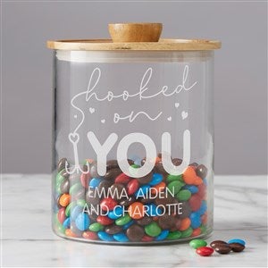 Hooked on You Personalized Glass Container with Acacia Lid - Large