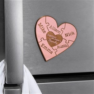 Together We Make A Family Personalized Wood Magnet- Pink Stain