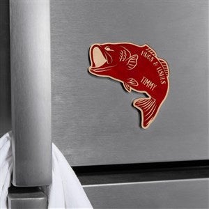 Wishing I Was Fishing Personalized Wood Magnet - Red Maple