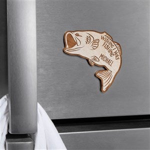 Wishing I Was Fishing Personalized Wood Magnet - Whitewash