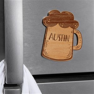 Beer Mug Personalized Wood Magnet - Natural
