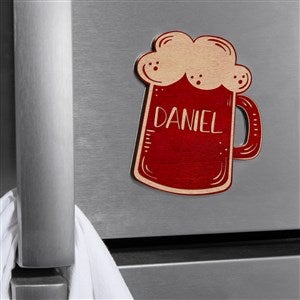 Beer Mug Personalized Wood Magnet - Red Maple