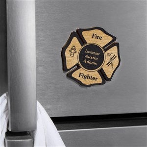 Fire Fighter Personalized Wood Magnet- Black Stain