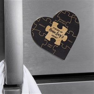 Pieces Of Her Heart Personalized Wood Magnet- Black Stain