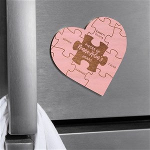 Pieces Of Her Heart Personalized Wood Magnet- Pink Stain