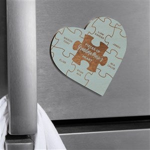 Pieces Of Her Heart Personalized Wood Magnet- Blue Stain