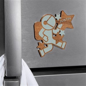 Astronaut Personalized Wood Magnet- Blue Stain