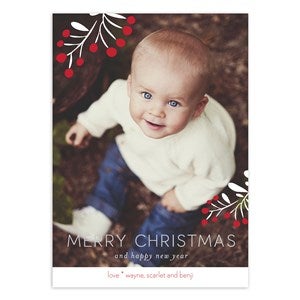 Merry Berries Foil Christmas Photocard  - Set of 24