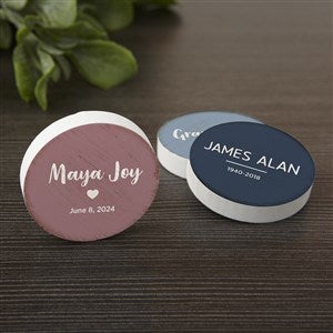 Name & Date Round Wood Magnet for Family Tree