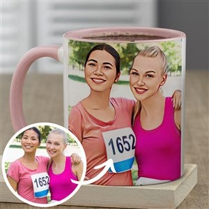 Cartoon Yourself Personalized Photo Coffee Mug 11 oz.- Pink