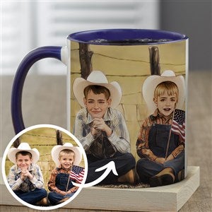 Cartoon Yourself Personalized Photo Coffee Mug 11 oz.- Blue
