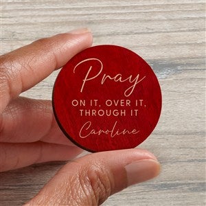 Pray On It Personalized Wood Pocket Token- Red Stain