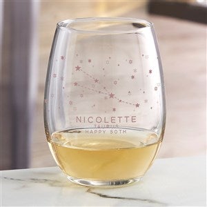 Zodiac Constellations Personalized Stemless Wine Glass