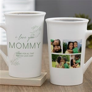 Personalized Coffee Latte Mugs - Her Memories Photo Collage - White