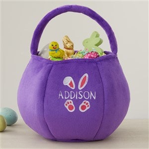 Easter Bunny Embroidered Plush Easter Treat Bag-Purple