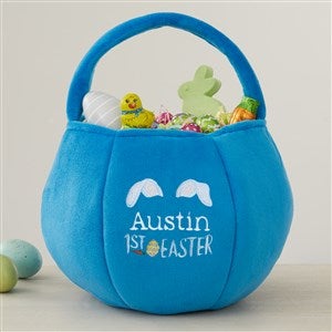 Baby's First Easter Embroidered Plush Easter Treat Bag-Blue
