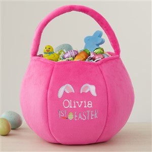 Baby's First Easter Embroidered Plush Easter Treat Bag-Pink