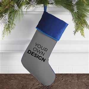Design Your Own Personalized Christmas Stocking- Grey with Blue Cuff