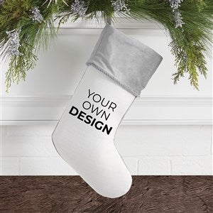 Design Your Own Personalized Christmas Stocking- White with Grey Cuff