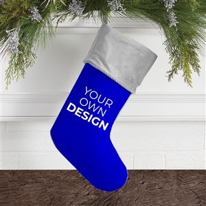 Design Your Own Personalized Christmas Stocking- Blue with Grey Cuff