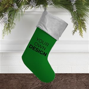 Design Your Own Personalized Christmas Stocking- Green with Grey Cuff