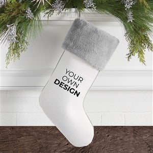 Design Your Own Personalized Christmas Stocking- White with Grey Fur Cuff