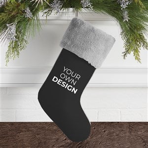 Design Your Own Personalized Christmas Stocking- Black with Grey Fur Cuff