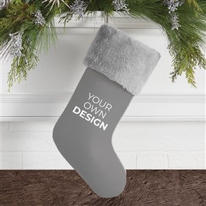Design Your Own Personalized Christmas Stocking- Grey with Grey Fur Cuff