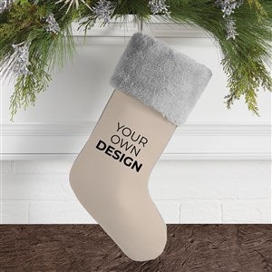 Design Your Own Personalized Christmas Stocking- Tan with Grey Fur Cuff