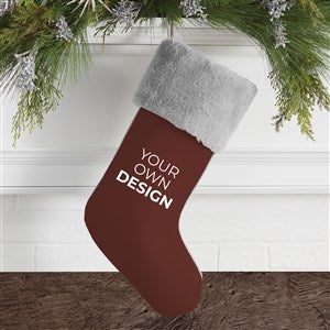 Design Your Own Personalized Christmas Stocking- Brown with Grey Fur Cuff