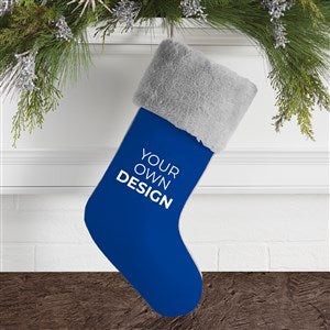 Design Your Own Personalized Christmas Stocking- Blue with Grey Fur Cuff