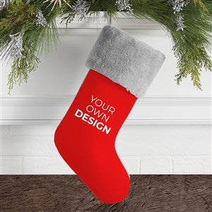 Design Your Own Personalized Christmas Stocking- Red with Grey Fur Cuff