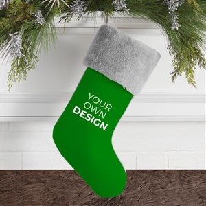 Design Your Own Personalized Christmas Stocking- Green with Grey Fur Cuff