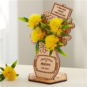 Picked For Mommy Personalized Wood Flower Holder - Natural Alderwood