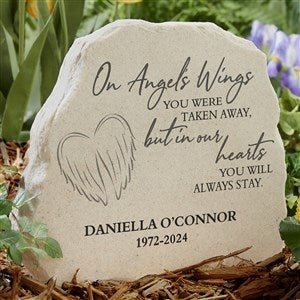 On Angel's Wings Personalized Standing Garden Stone